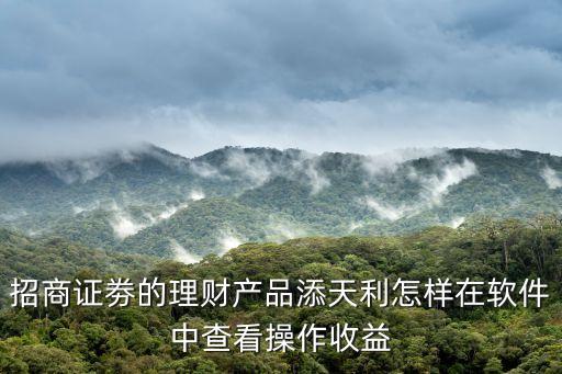 招商證劵的理財(cái)產(chǎn)品添天利怎樣在軟件中查看操作收益