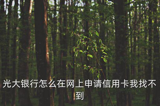 光大怎么自助發(fā)信用卡，光大銀行怎么在網(wǎng)上申請信用卡我找不到