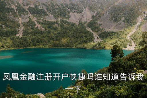 鳳凰金融注冊開戶快捷嗎誰知道告訴我一下