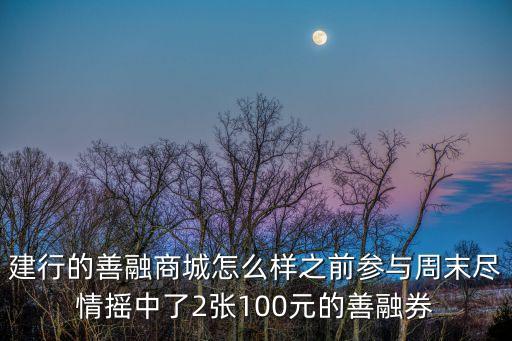 建行的善融商城怎么樣之前參與周末盡情搖中了2張100元的善融券