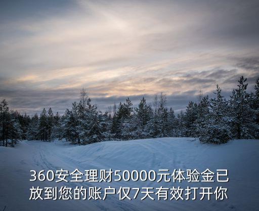 360安全理財(cái)50000元體驗(yàn)金已放到您的賬戶僅7天有效打開(kāi)你