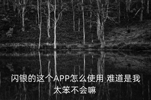 閃銀的這個(gè)APP怎么使用 難道是我太笨不會(huì)嘛