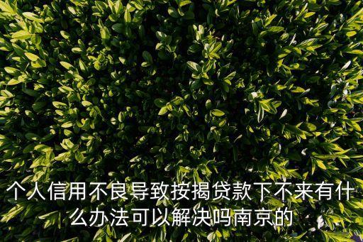 個人信用不良導(dǎo)致按揭貸款下不來有什么辦法可以解決嗎南京的