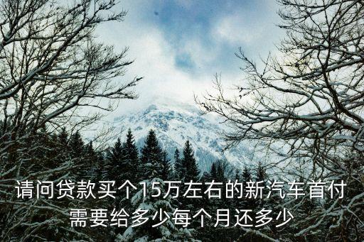 請問貸款買個15萬左右的新汽車首付需要給多少每個月還多少