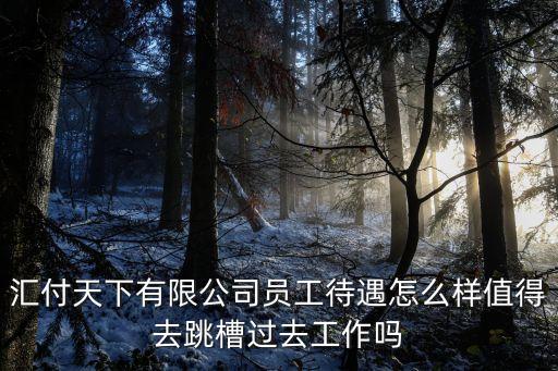 匯付科技怎么樣，匯付天下有限公司員工待遇怎么樣值得去跳槽過去工作嗎
