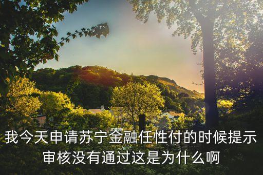 任性付秒拒怎么破，我今天申請?zhí)K寧金融任性付的時候提示審核沒有通過這是為什么啊