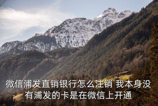 微信浦發(fā)直銷銀行怎么注銷 我本身沒有浦發(fā)的卡是在微信上開通