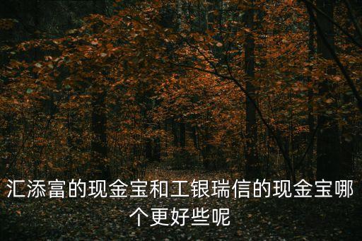 工銀瑞信現(xiàn)金寶怎么樣，匯添富的現(xiàn)金寶和工銀瑞信的現(xiàn)金寶哪個更好些呢
