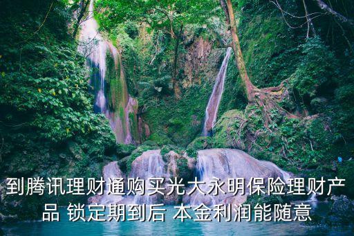 到騰訊理財(cái)通購買光大永明保險(xiǎn)理財(cái)產(chǎn)品 鎖定期到后 本金利潤能隨意
