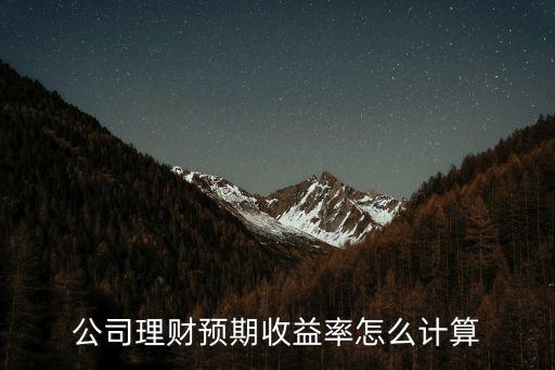 公司理財(cái)預(yù)期收益率怎么計(jì)算