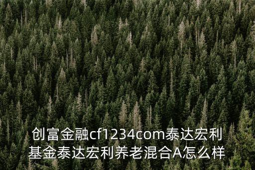 創(chuàng)富金融cf1234com泰達(dá)宏利基金泰達(dá)宏利養(yǎng)老混合A怎么樣