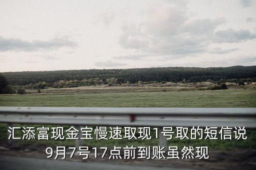 匯添富現(xiàn)金寶慢速取現(xiàn)1號取的短信說9月7號17點前到賬雖然現(xiàn)