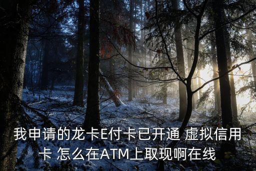 龍卡e付卡怎么套現(xiàn)，我申請的龍卡E付卡已開通 虛擬信用卡 怎么在ATM上取現(xiàn)啊在線