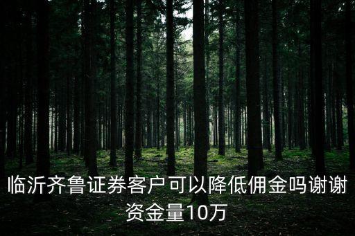 齊魯證券傭金怎么調(diào)整，臨沂齊魯證券客戶可以降低傭金嗎謝謝資金量10萬