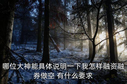 哪位大神能具體說(shuō)明一下我怎樣融資融券做空 有什么要求