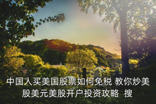 中國人買美國股票如何免稅 教你炒美股美元美股開戶投資攻略  搜