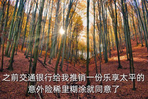 之前交通銀行給我推銷一份樂享太平的意外險(xiǎn)稀里糊涂就同意了