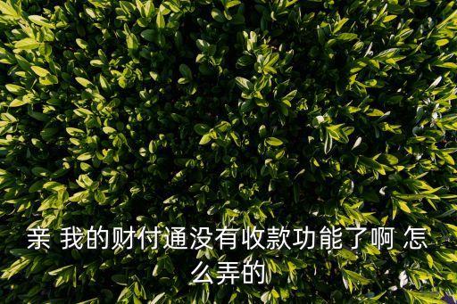 親 我的財付通沒有收款功能了啊 怎么弄的