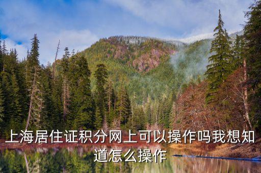 上海居住證積分網上可以操作嗎我想知道怎么操作