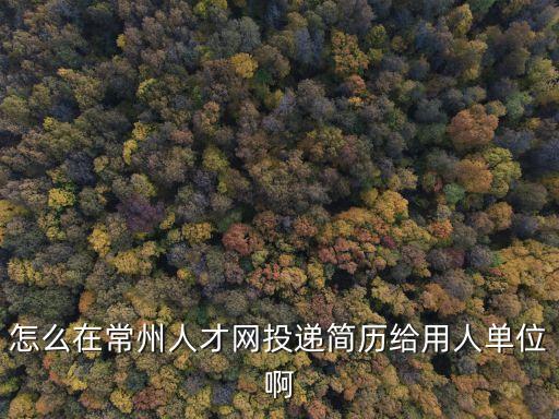 怎么在常州人才網(wǎng)投遞簡歷給用人單位啊