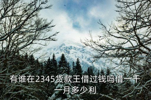 有誰在2345貨款王借過錢嗎借一千一月多少利