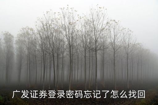 廣發(fā)證券登錄密碼忘記了怎么找回