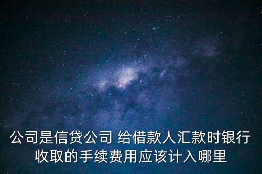 公司是信貸公司 給借款人匯款時銀行收取的手續(xù)費用應該計入哪里