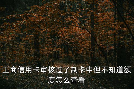 工行制卡 額度怎么查詢，工商信用卡審核過了制卡中但不知道額度怎么查看