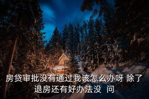 房貸審批沒有通過我該怎么辦呀 除了退房還有好辦法沒  問