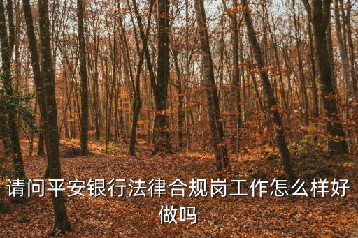 請(qǐng)問(wèn)平安銀行法律合規(guī)崗工作怎么樣好做嗎