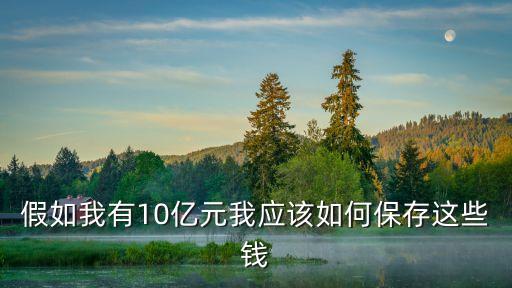 假如我有10億元我應(yīng)該如何保存這些錢(qián)