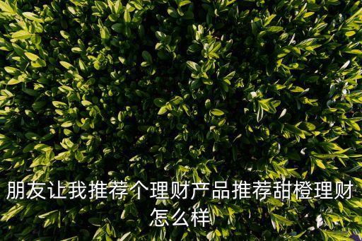 朋友讓我推薦個理財產(chǎn)品推薦甜橙理財怎么樣