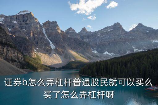 證券b怎么弄杠桿普通股民就可以買么買了怎么弄杠桿呀