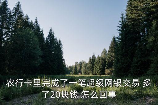農(nóng)行多錢是怎么回事，農(nóng)行卡里完成了一筆超級(jí)網(wǎng)銀交易 多了20塊錢 怎么回事