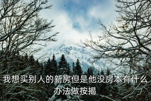 怎么貸款買別人的房子，我想買別人的新房但是他沒房本有什么辦法做按揭