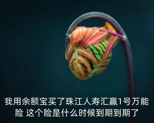 我用余額寶買了珠江人壽匯贏1號萬能險 這個險是什么時候到期到期了