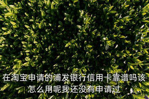 在淘寶申請的浦發(fā)銀行信用卡靠譜嗎該怎么用呢我還沒有申請過