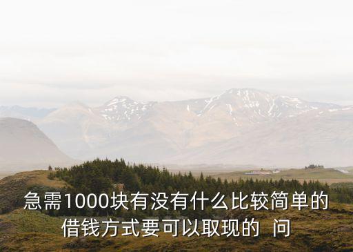 急需1000塊有沒有什么比較簡單的借錢方式要可以取現(xiàn)的  問