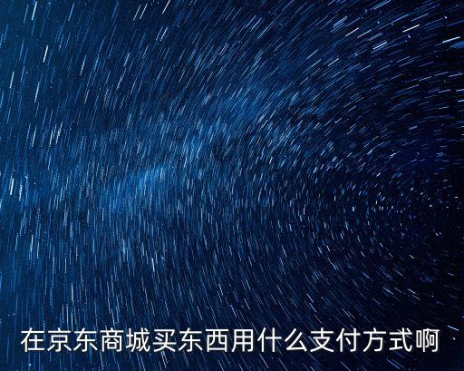 在京東商城買東西用什么支付方式啊