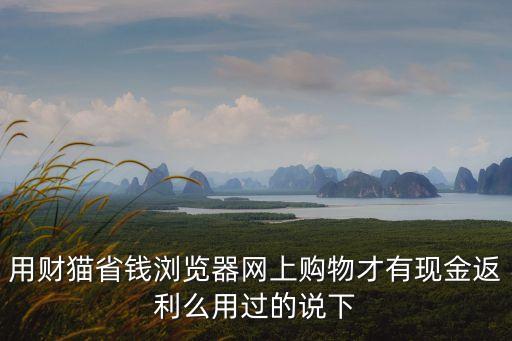 用財(cái)貓省錢瀏覽器網(wǎng)上購物才有現(xiàn)金返利么用過的說下