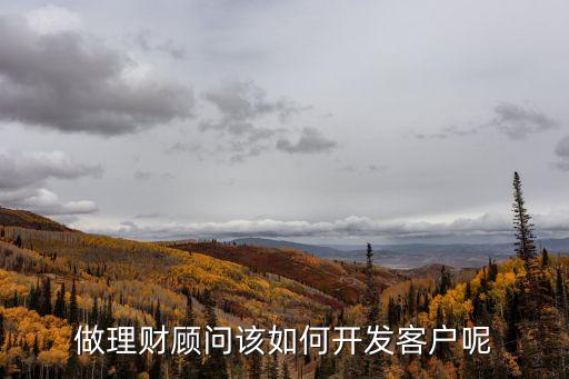 做理財(cái)怎么開(kāi)發(fā)客戶，我是做投資理財(cái)?shù)挠惺裁辞篱_(kāi)發(fā)新客戶
