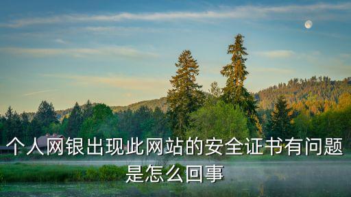 個人網(wǎng)銀出現(xiàn)此網(wǎng)站的安全證書有問題是怎么回事