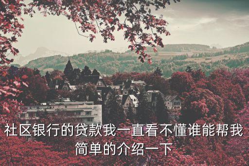 社區(qū)銀行的貸款我一直看不懂誰(shuí)能幫我簡(jiǎn)單的介紹一下