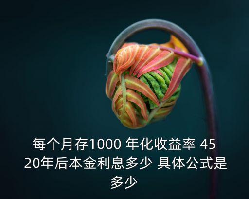 每個(gè)月存1000 年化收益率 45 20年后本金利息多少 具體公式是多少