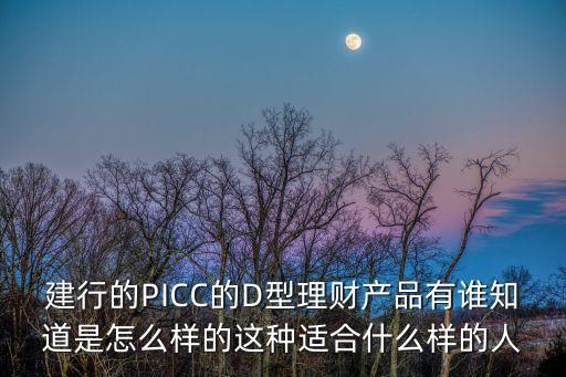 picc理財(cái)產(chǎn)品怎么樣，建行的PICC的D型理財(cái)產(chǎn)品有誰(shuí)知道是怎么樣的這種適合什么樣的人