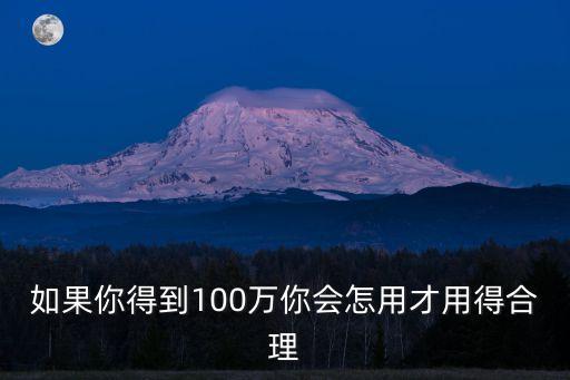 如果你得到100萬你會怎用才用得合理