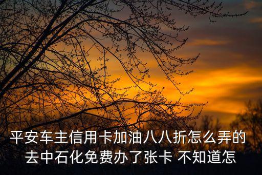 怎么用平安信用卡加油卡，平安車主信用卡加油八八折怎么弄的 去中石化免費辦了張卡 不知道怎