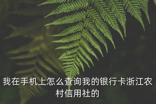 我在手機上怎么查詢我的銀行卡浙江農村信用社的