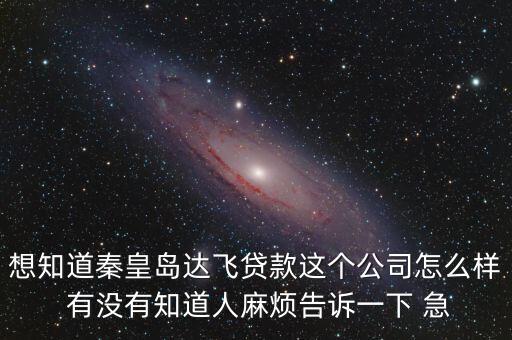 想知道秦皇島達飛貸款這個公司怎么樣 有沒有知道人麻煩告訴一下 急