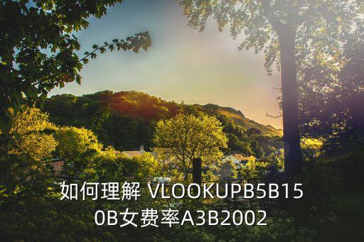 如何理解 VLOOKUPB5B150B女費率A3B2002